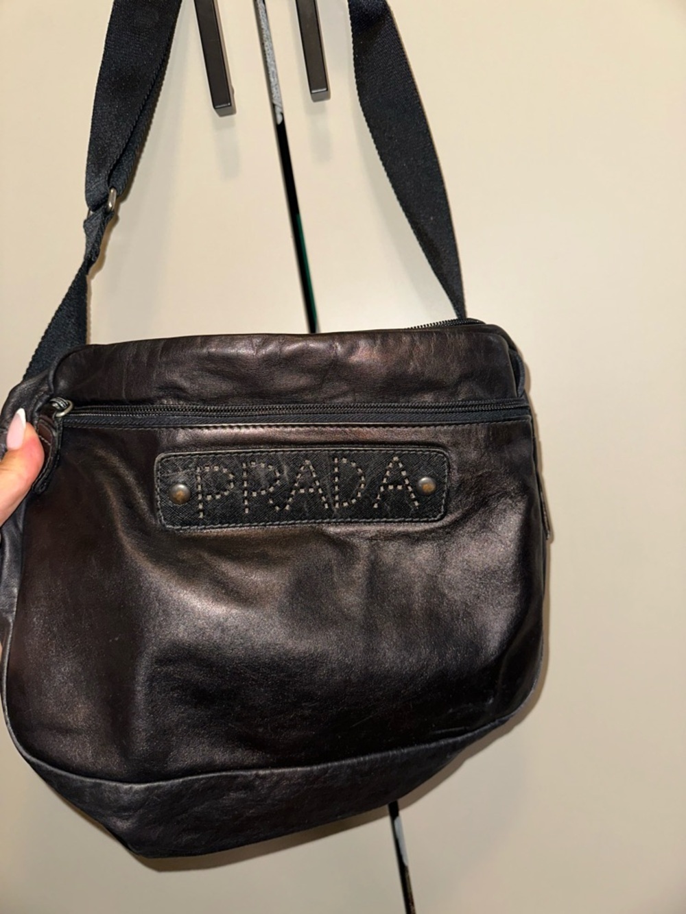 Prada Vintage 90’s Black Leather Crossbody Bag